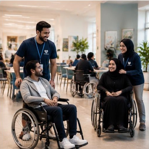 متطوعون وأفراد من ذوي الهمم